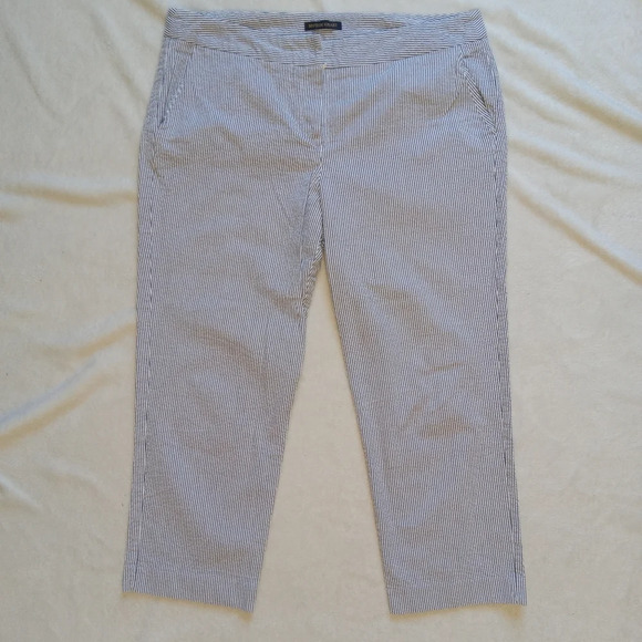 British Khaki Pants - British Khaki Blue & White Stripe Seersucker Crop Pants size 14